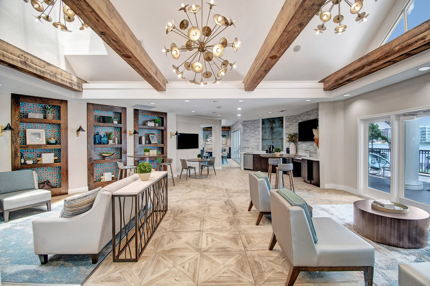 Video walkthrough of apartment amenities and leasing spaces