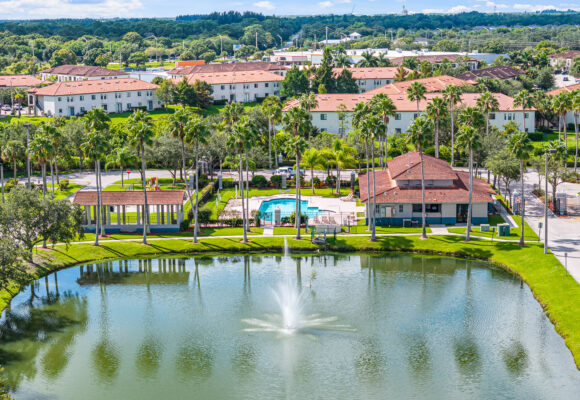 Drone Apartment Lake Clubhouse Fountain Drone Apartment Lake Clubhouse Fountain