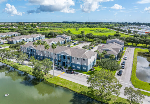 Drone Apartment Modern Building Waterfront Drone Apartment Modern Building Waterfront