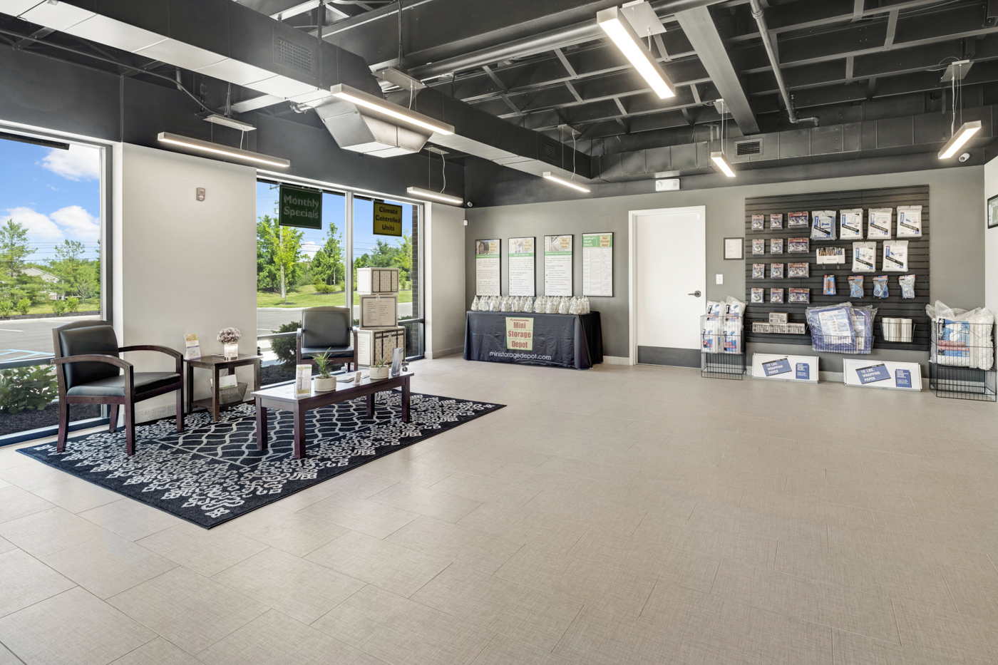 AI video walkthrough of storage facility office created from photos