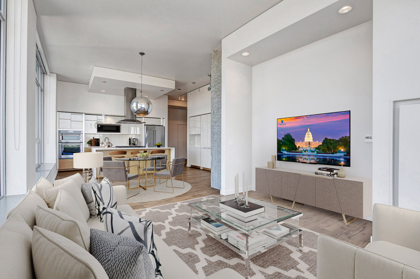 Virtual staging services for living room interior transformation